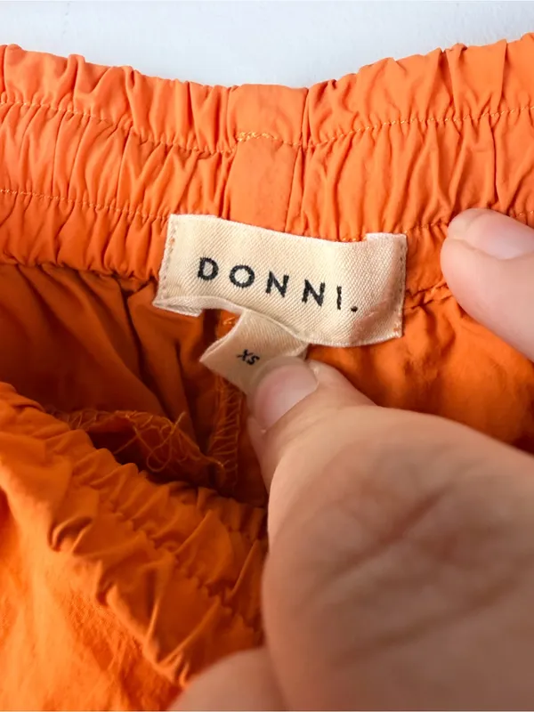 DONNI bright orange nylon pull on shorts size XS - Image 2