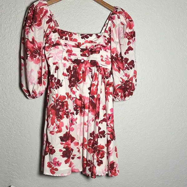 NEW Abercrombie & Fitch Emerson Poplin XST Mini Dress Summer Vaca Floral Tall - Image 4
