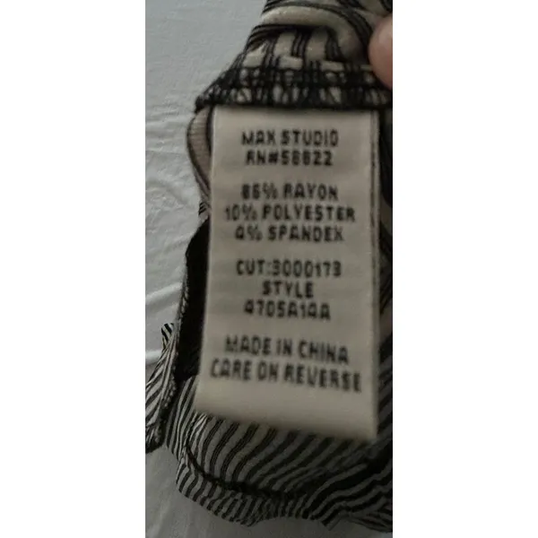 Max Studio Womens Striped Pleated Mini Skirt Black Beige Elastic Waist 4705A14A - Image 6