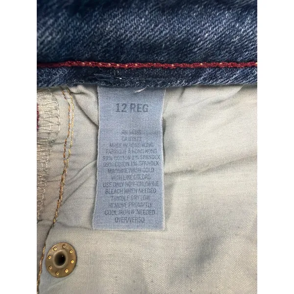 American Eagle Hipster Jeans Womens 12 Reg Blue Flare Leg Y2K Vintage 2002 - Image 7