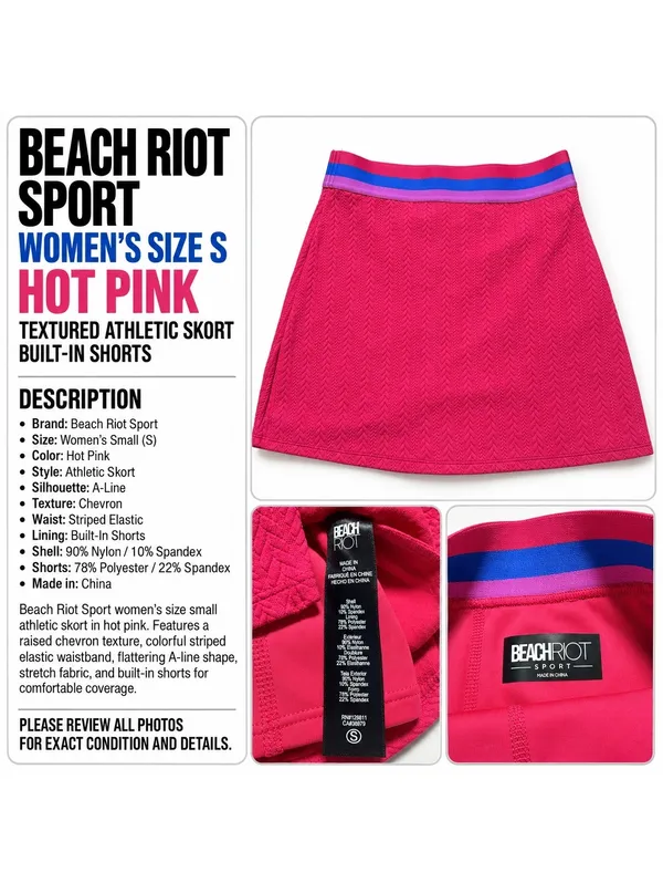 Beach Riot Sport Pink Athletic Skirt with Inner Shorts Size Small - Image 2