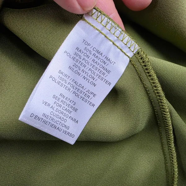 Taylor Mixed Media Knit to Satin Maxi Dress Olive Green Sleeveless Size M - Image 5