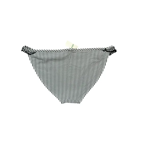 NEW Aerie Bikini Bottoms Women M Seersucker Ruffle Gingham Stripe Gray White - Image 2