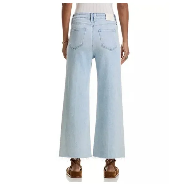 Paige Anessa Wide Leg Jeans High Rise‎ Patch Pocket Raw Hem Shooting Star 27 - Image 2