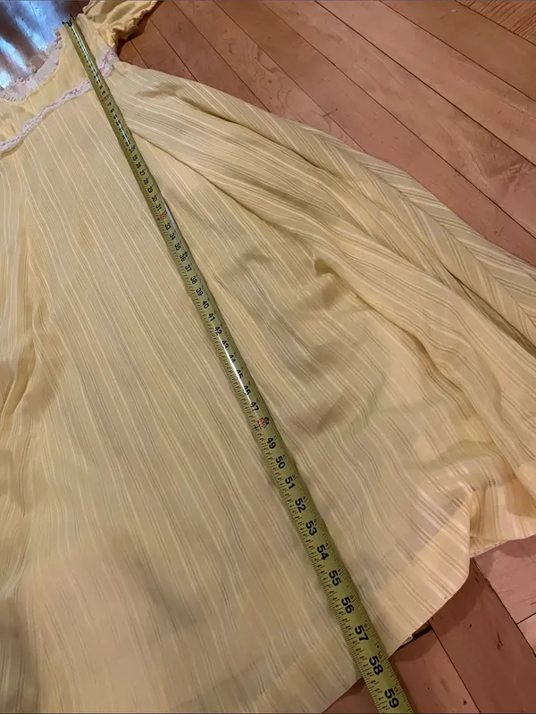 Vintage Homemade Yellow Puff Sleeve Embroidery Formal Dress Medium - Image 10