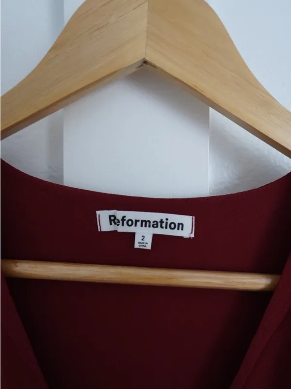 Reformation Burgundy Button-Down Midi Dress - Image 2