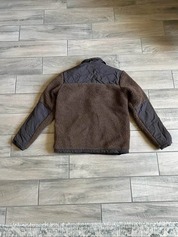 H&M Brown Sherpa Puffer Jacket with Dark Chest Panels - Image 4