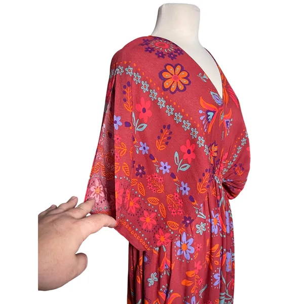 NWT EASEL Women’s Boho Red Multi Floral Maxi Dress - Image 4
