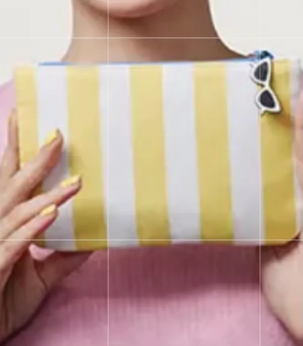 ipsy Ipsy Yellow & White Striped Cosmetic Glam Bag - Image 7