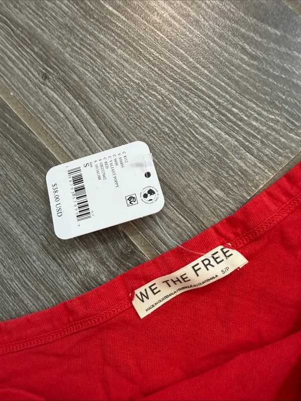 NEW! We The Free Sunny One-Shoulder cropped tank Valiant Poppy red Small Medium - Image 2