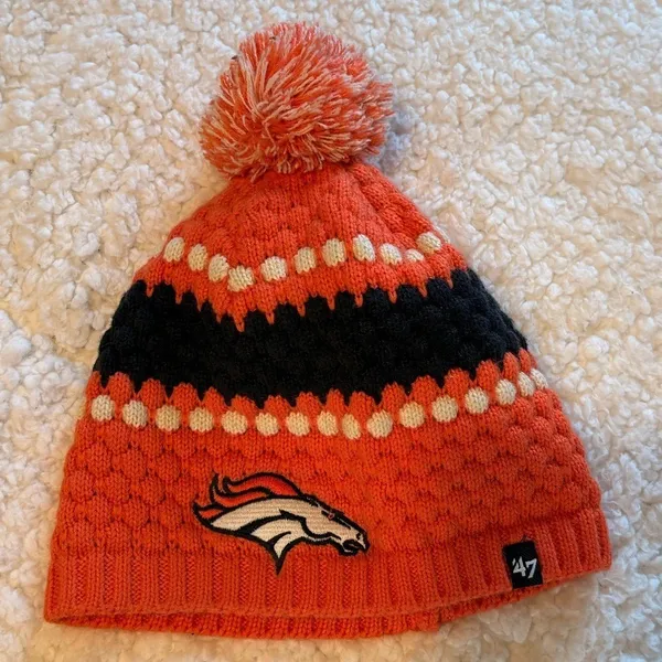 NFL 47 Brand Orange Denver Broncos Beanie Knit Hat - Image 2