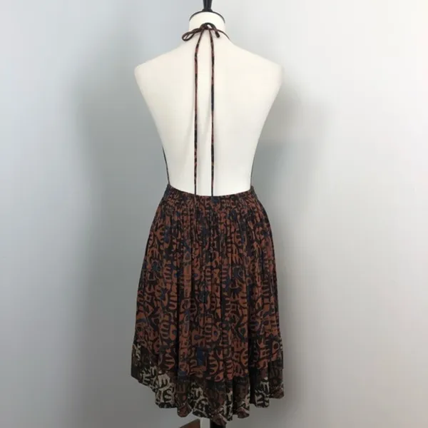 Free People Beach Day Open Back Halter Mini Dress In Black Medium - Image 8
