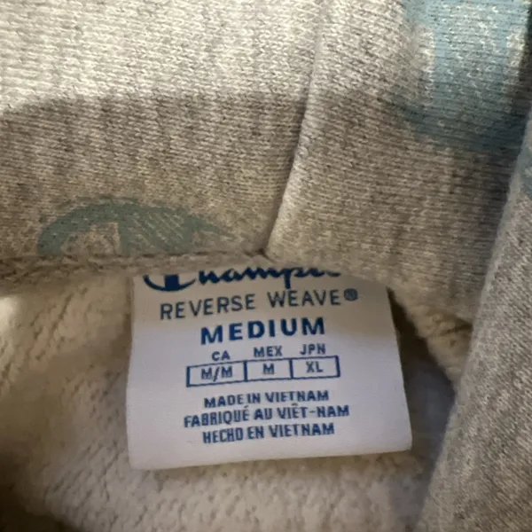 Champion Reverse Weave‎ Gray Hoodie Sweatshirt Logo Athleisure Sporty - Image 8