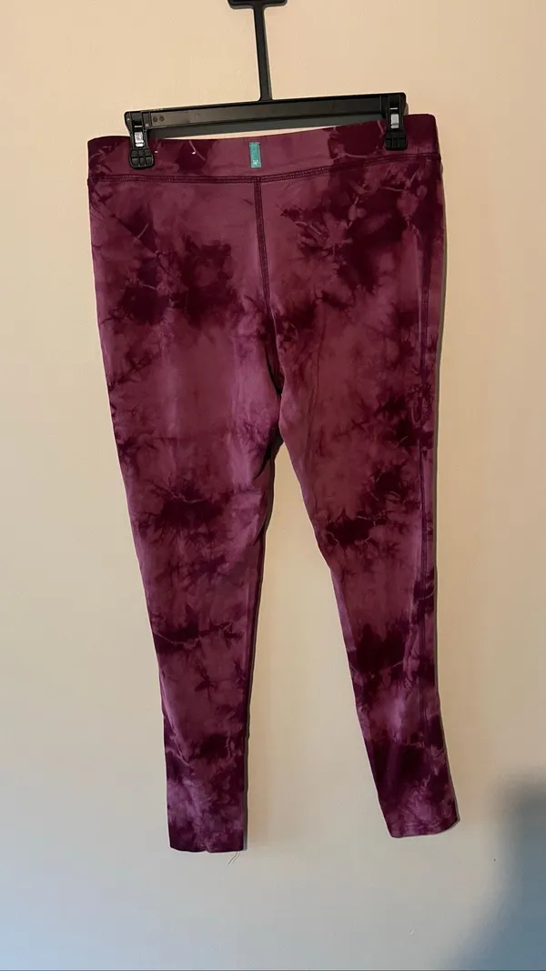 Lysse Purple Tie Dye Acid Wash Bamboo Leggings Soft Stretch Pants L/XL - Image 2