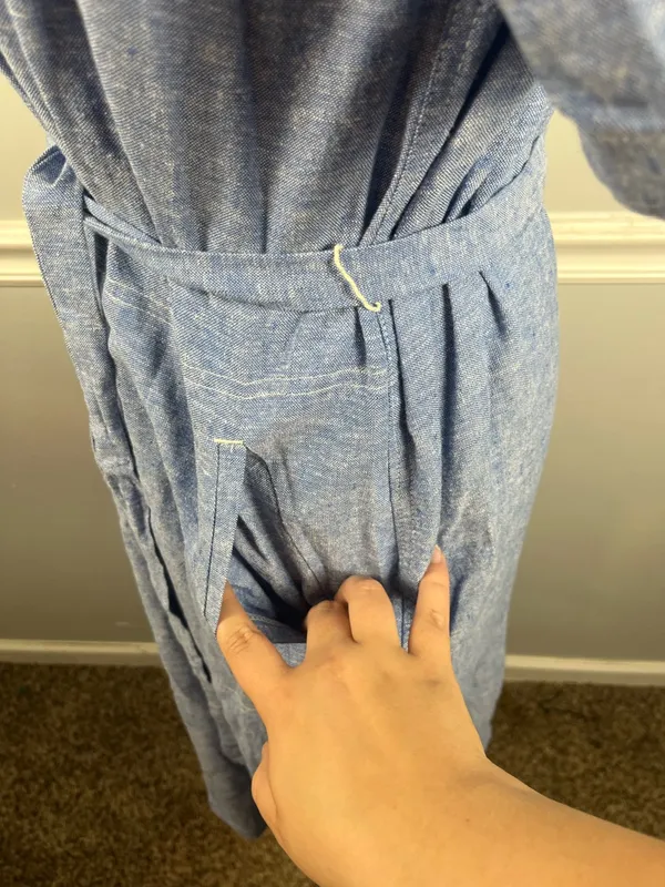 Banana Republic Factory Utility Striped Linen Blend Midi Dress Antique Blue S - Image 4