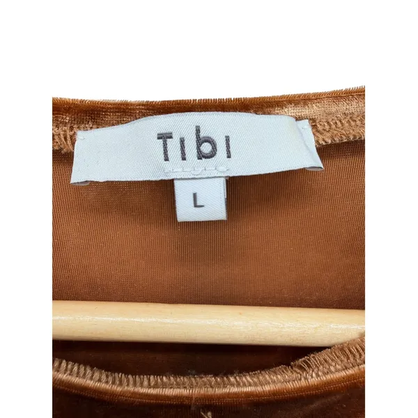 Tibi Crushed Velvet T-Shirt Large L Brown Copper Shimmer Blouse 90s Y2K Grunge - Image 2