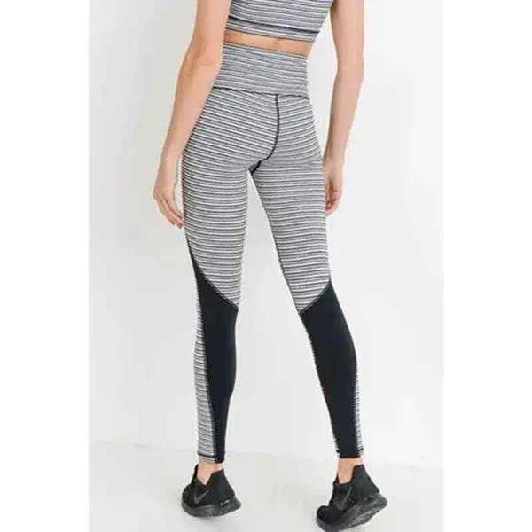 Mono B Small Black‎ Striped High Rise Monochrome Tiramisue Colorblock Leggings - Image 2