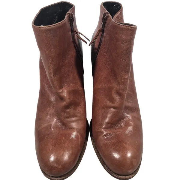 Stuart Weitzman Demigran‎ Leather Ankle Boots Block Heel Booties Women's Shoes - Image 3