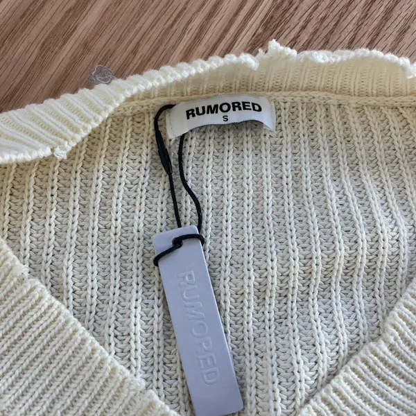 Distressed Cream Sweater Top - Image 2