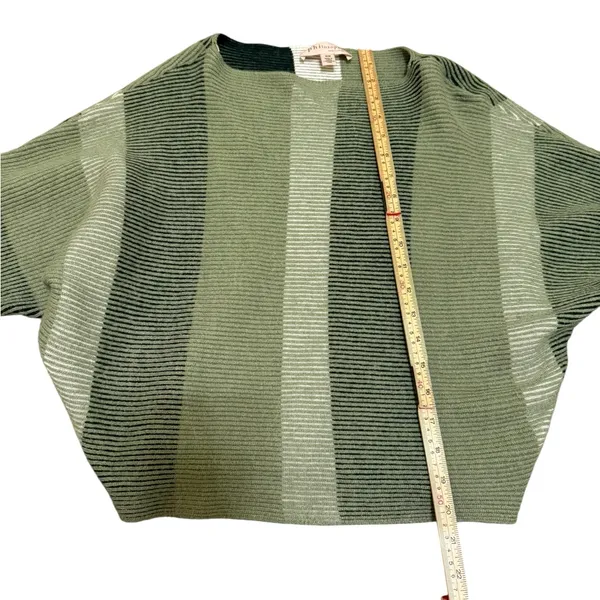Philosophy Green Striped Drop Batwing Shoulder Viscose‎ Sweater Textured Sz M - Image 8