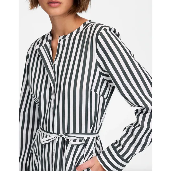 Madewell Tie Waist Midi Shirtdress in Stripe White Deep Forest Cotton US 10 NWT - Image 5
