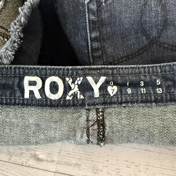ROXY Denim Jean Mini‎ Skirt Low Rise Button Fly Surfer Beach Y2K Size 7 Sk8r - Image 8