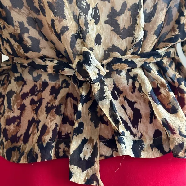 Vintage Anne Pinkerton Sheer Animal Print Leopard Blouse SZ S Good Condition - Image 8