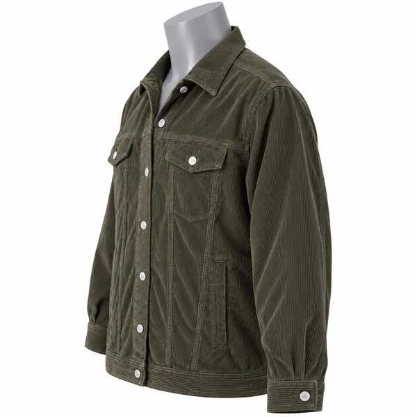 American Eagle Olive Green Corduroy Trucker Jacket XXL Womens Utility Coat - Image 2