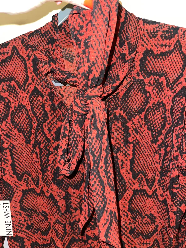 Nine West Red And Black Snakeskin Long Sleeve Blouse - Image 3