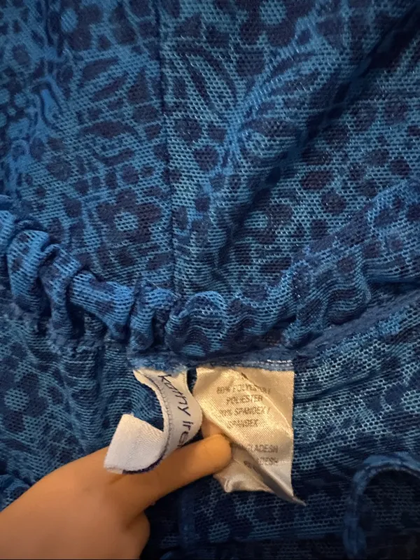 Kathy Ireland Medium Blue Drawstring Wide-Leg Lounge Pants Coverup - Image 3
