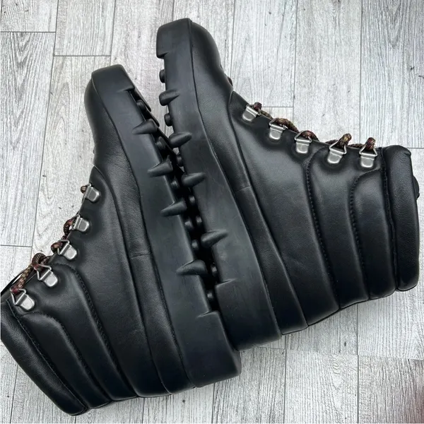 NEW Joe's Jeans Avery Hiking Boots Leather Lace-Up Black Women’s Size 6M Black - Image 5