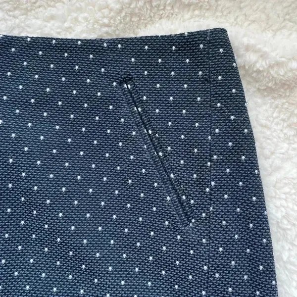 Loft black and blue skirt with white dots, front pockets and‎ zipper, size 12​ - Image 2