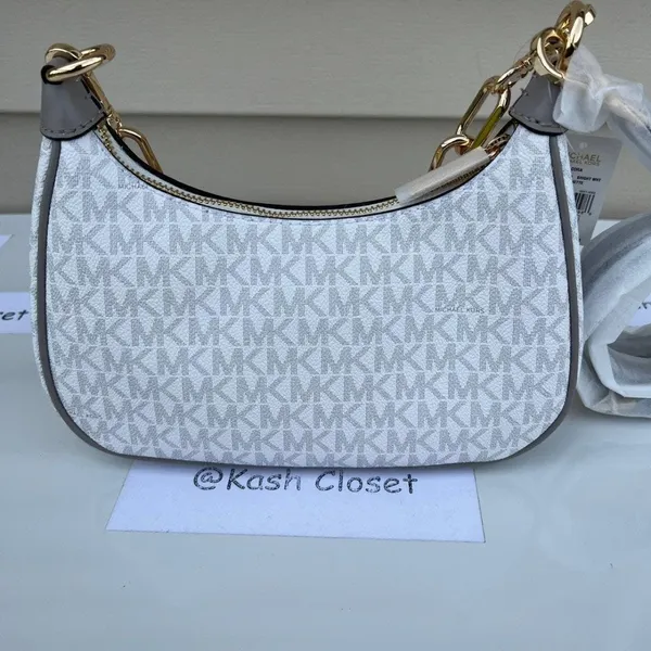 Michael Kors Bright White Cora Shoulder Handbag Crossbody Medium Pouchette - Image 4