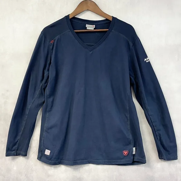 Ariat Womens FR AC Long Sleeve Work Shirt XL Navy Flame Resistant Cotton CAT 2 - Image 15