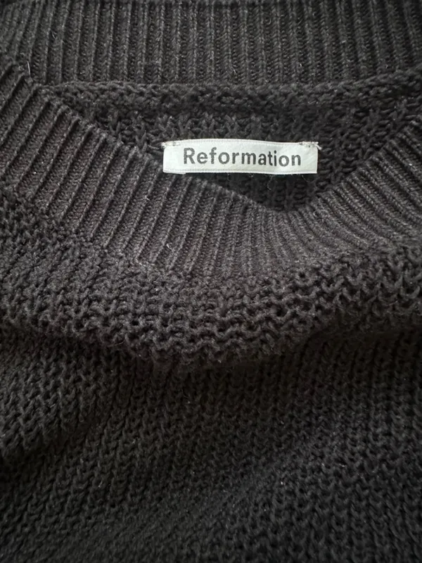 Reformation Black Crewneck Knit Top size small - Image 5