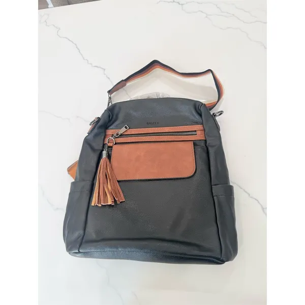 CASEEK Convertible Backpack Purse Crossbody Bag Womens Large Black Brown - Image 3