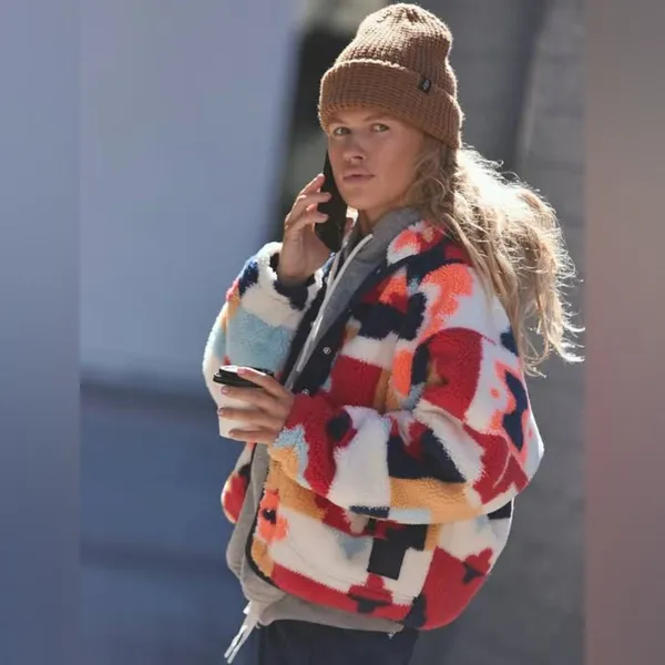 NWOT Free People Movement Hit The Slopes Printed Fleece Jacket - Image 3