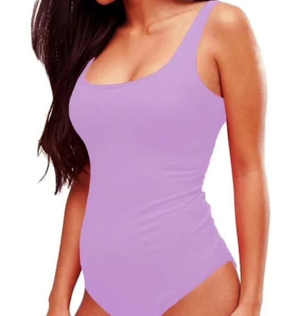 Sunro Collection Stretch Bodysuit in Light Purple with Snaps Size Large NEW! - Image 5