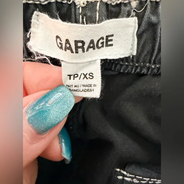 Garage Black Cargo Pants with White Stitching - Image 5