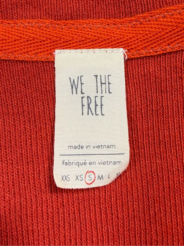 We The Free Ribbed Button-Front Long Sleeve Top in Rust - Image 5