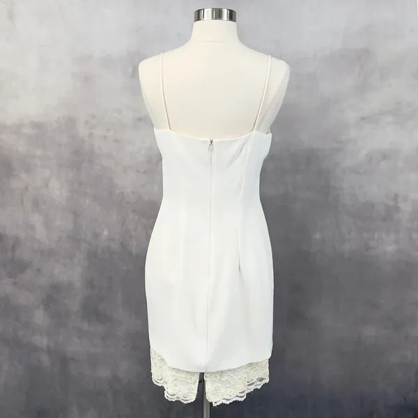 Feminine Lace Trim Slip Dress Size 5/6 Mini Sequin Bridal Romantic Cocktail‎ - Image 2