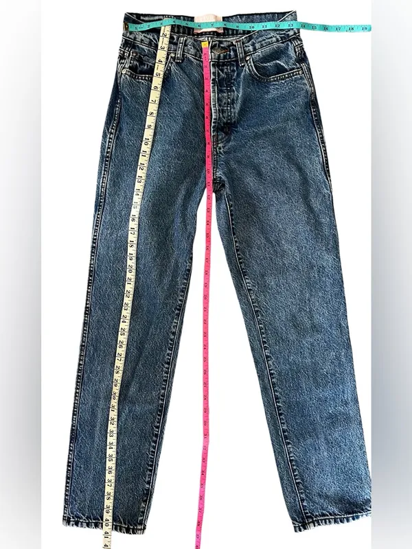 Revice Denim High Rise Straight Leg Mom Jeans Button Fly American Flag Size 27 - Image 4