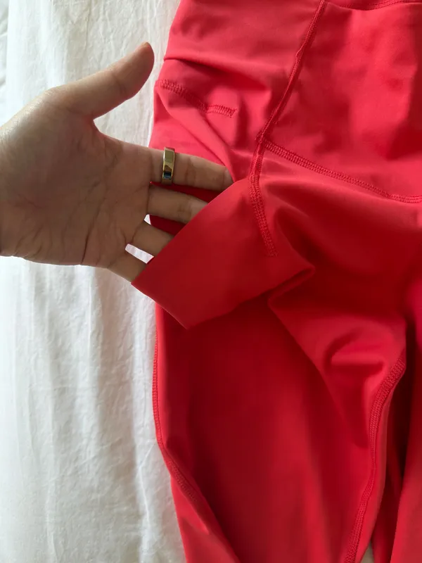 NWT Free People Movement Hot Pink High Rise Ruffle Pocket Leggings | Size S - Image 2