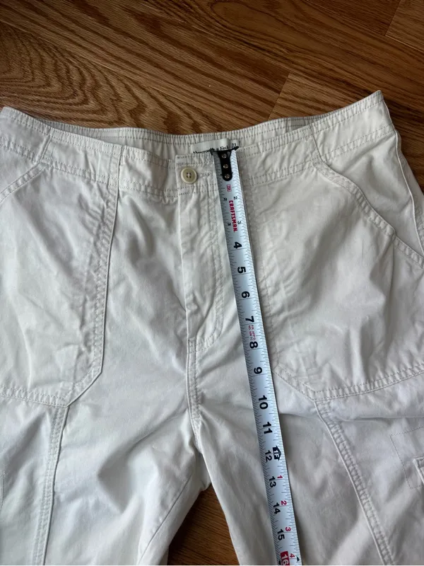 Abercrombie High Rise Baggy Cargo Pants Cream Relaxed Fit Utility Size 12 31 - Image 12