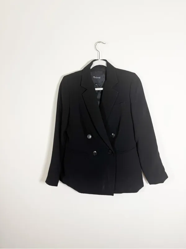 Madewell The Rosedale Blazer Crepe Black Oversized Academia Size 0 - Image 4