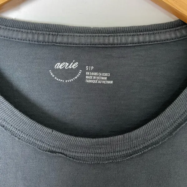 Aerie Long Sleeve Cropped Lounge Tee Size Small Dark Blue‎ - Image 2