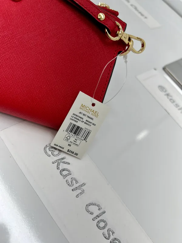 Double Zip Wristlet Wallet Bright Red - Image 4