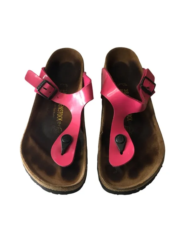 Birkenstock Gizeh Birko-Flor Patent Sandals Pink 38 Women's Size 7 - Image 3