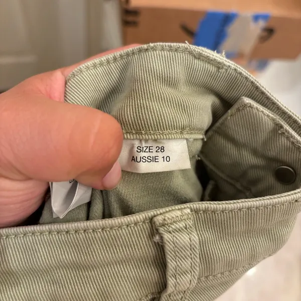 Rolla’s 100% Cotton Green Khaki Sailor High Rise Wide Leg Denim Jeans Size 28 - Image 5