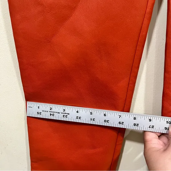 Aritzia The Melina Wilfred vegan leather pants fire orange 4 high rise straight - Image 6